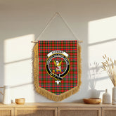 Stewart Royal Tartan Crest Wall Hanging Banner - Wood Pole